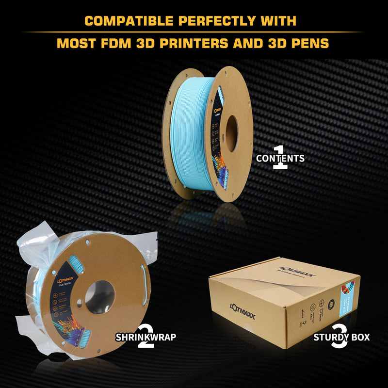 LOTMAXX PLA Matte 3D Printer Filament Bundle 1.75mm 10 rolls 1kg/spool 10 Pack Total 10kg (22lbs) Fit Most FDM Printers